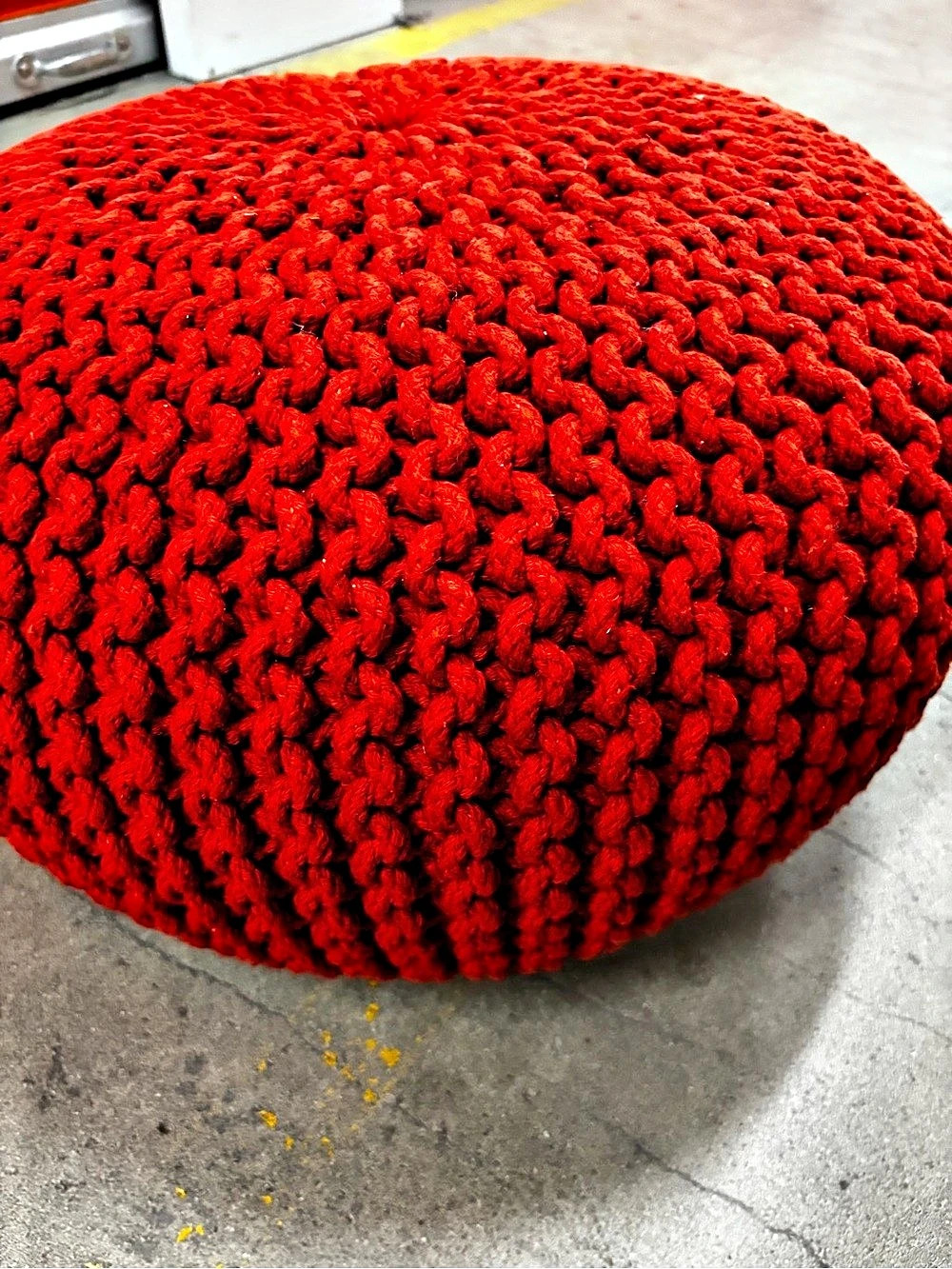 Red Textured Pouf - Picture 4 of 4